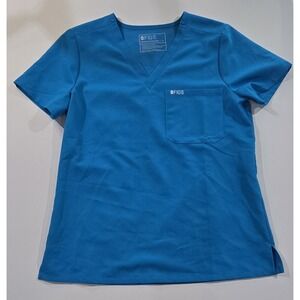 Figs Catarina Women's Scrub Top Blue Short Sleeve‎ One Pocket Size Small